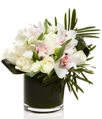Luxury All White Rose and Orchid Arrangement - H.Bloom