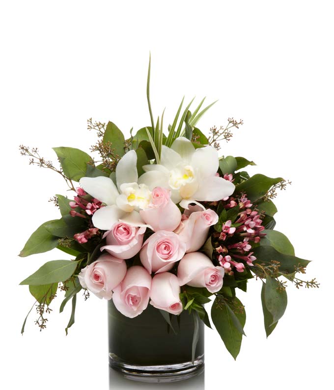 A Beautiful Luxury Pink Roses and White Orchid Arrangement