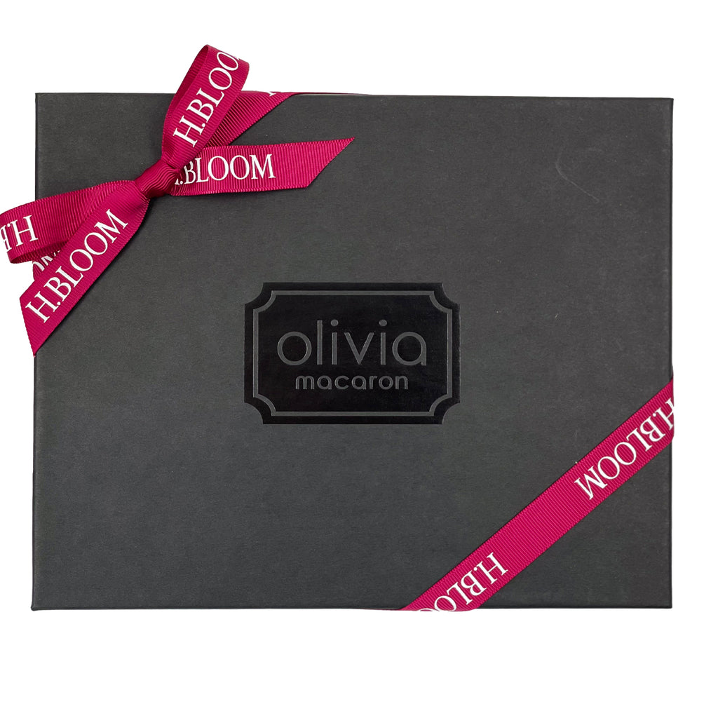 An Olivia Macaron box of 20 pre-assorted Mother's day flavored macarons. 