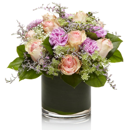 Elegant Blush and Purple Rose Arrangement - H.Bloom